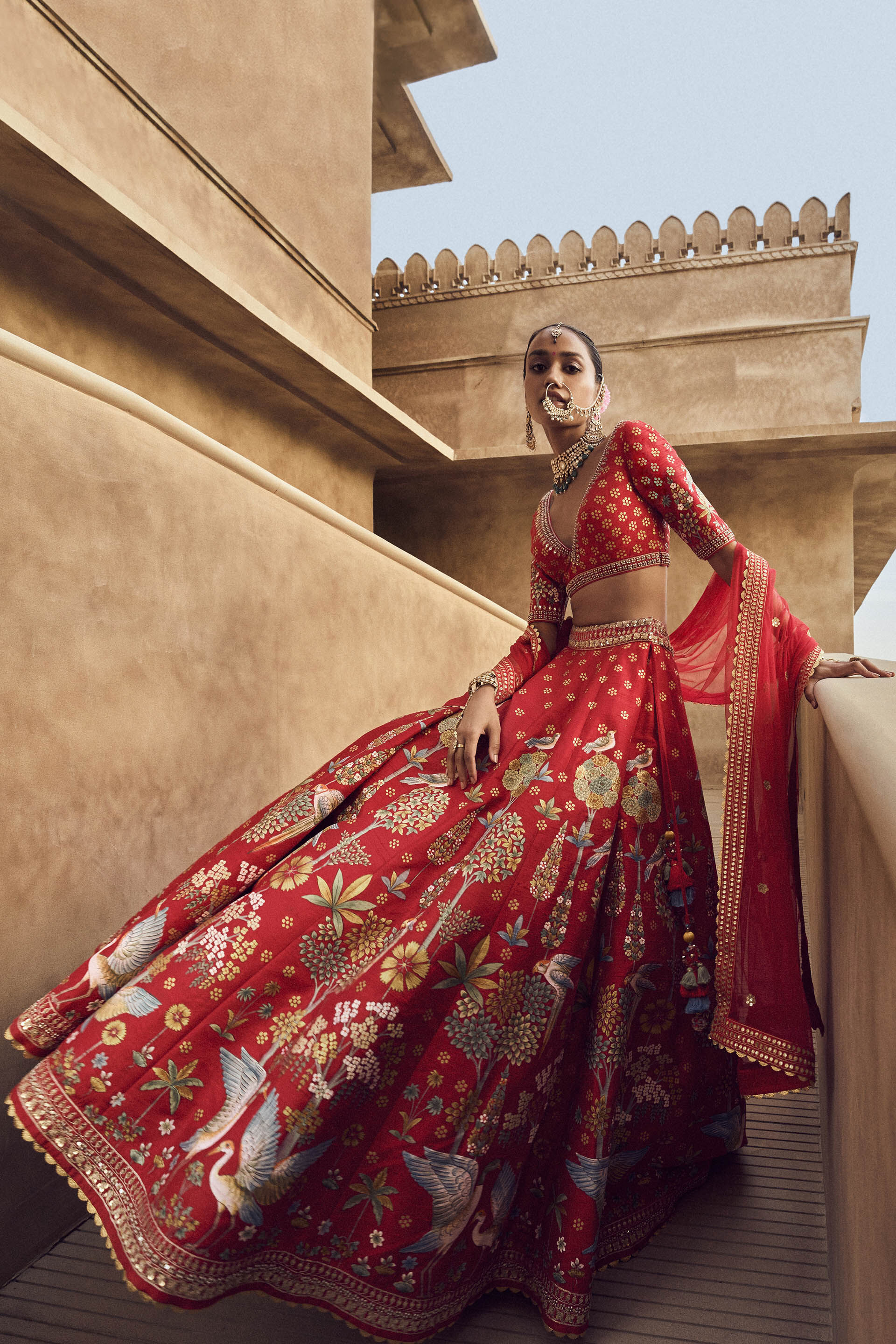 Visvam Lehenga - Red